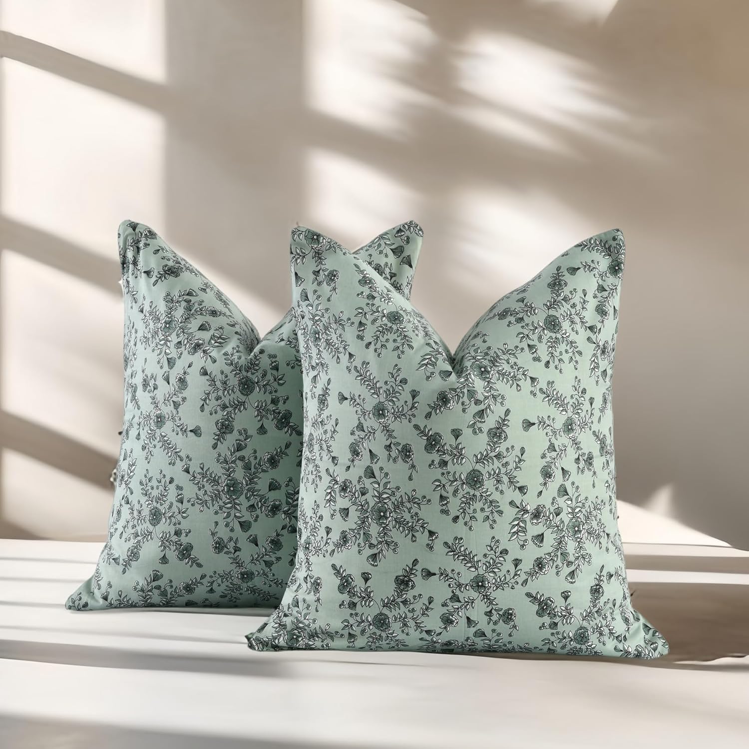 Boho Cotton Pillow Covers - Laurel Green (Set of 2)