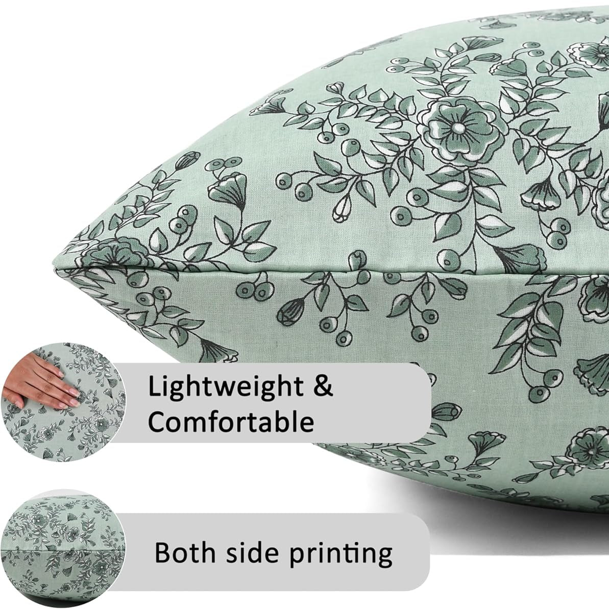 Boho Cotton Pillow Covers - Laurel Green (Set of 2)