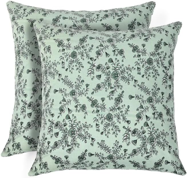 Boho Cotton Pillow Covers - Laurel Green (Set of 2)