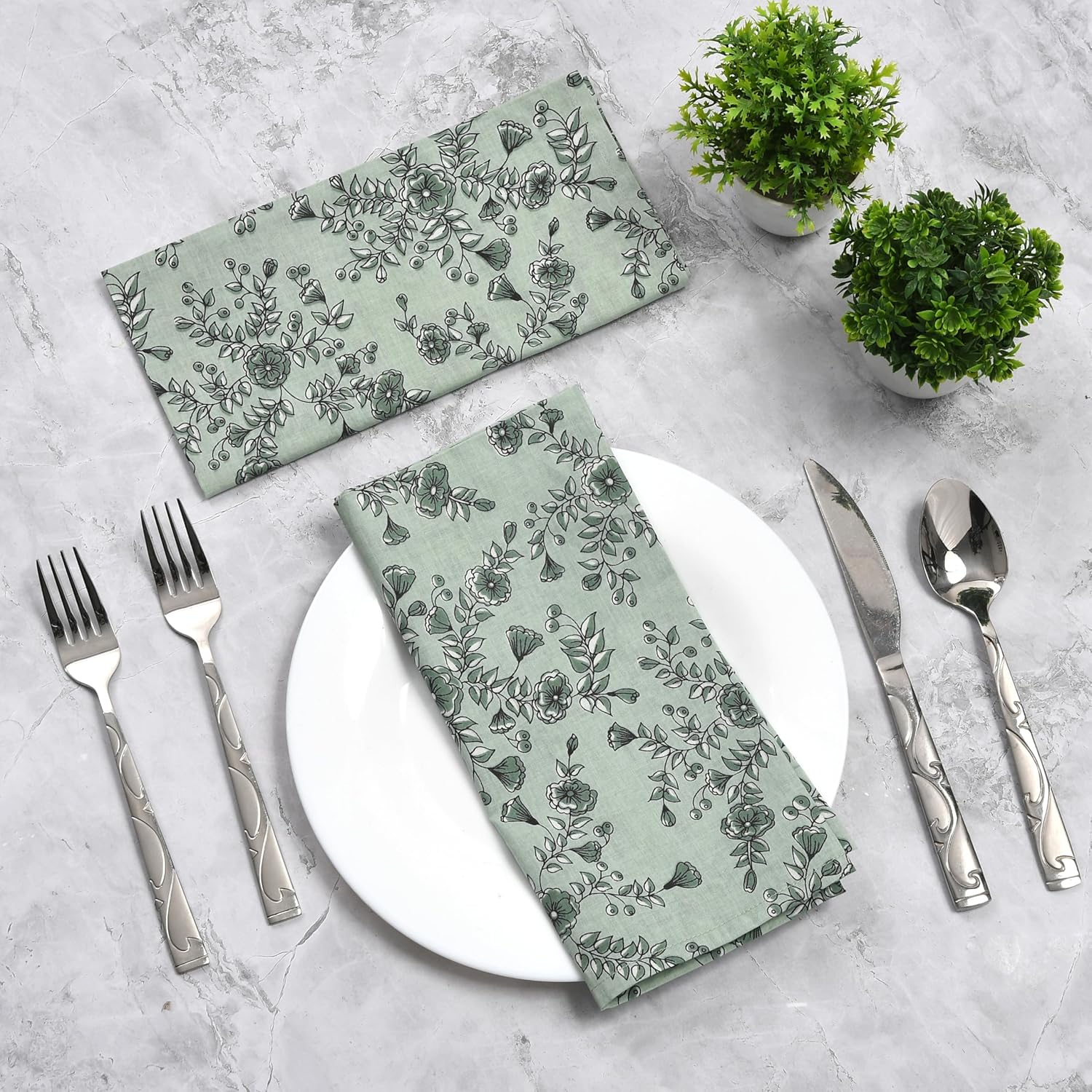 Cotton Cloth Napkins - Laurel Green