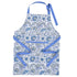 Elegant blue apron with front pockets for cooking & baking