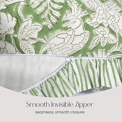 Ruffle Throw Pillow Covers -  Olive Green