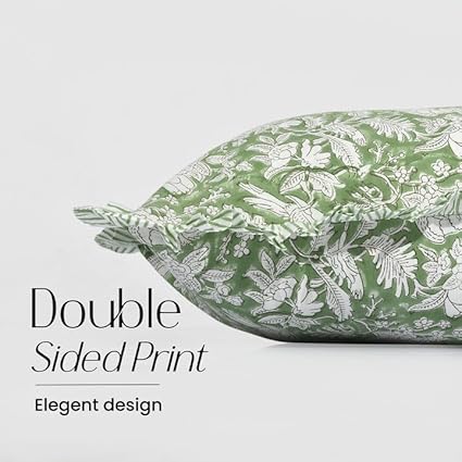 Ruffle Throw Pillow Covers -  Olive Green