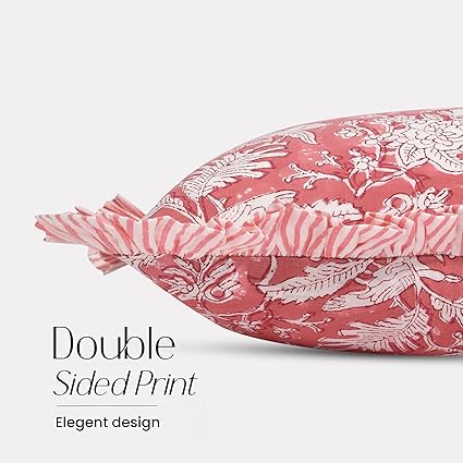 Ruffle Throw Pillow Covers -  Coral Pink
