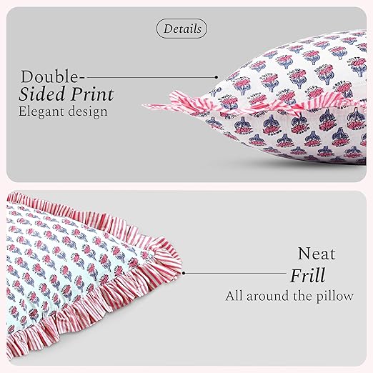 Ruffle Throw Pillow Covers -  Pink Sapphire