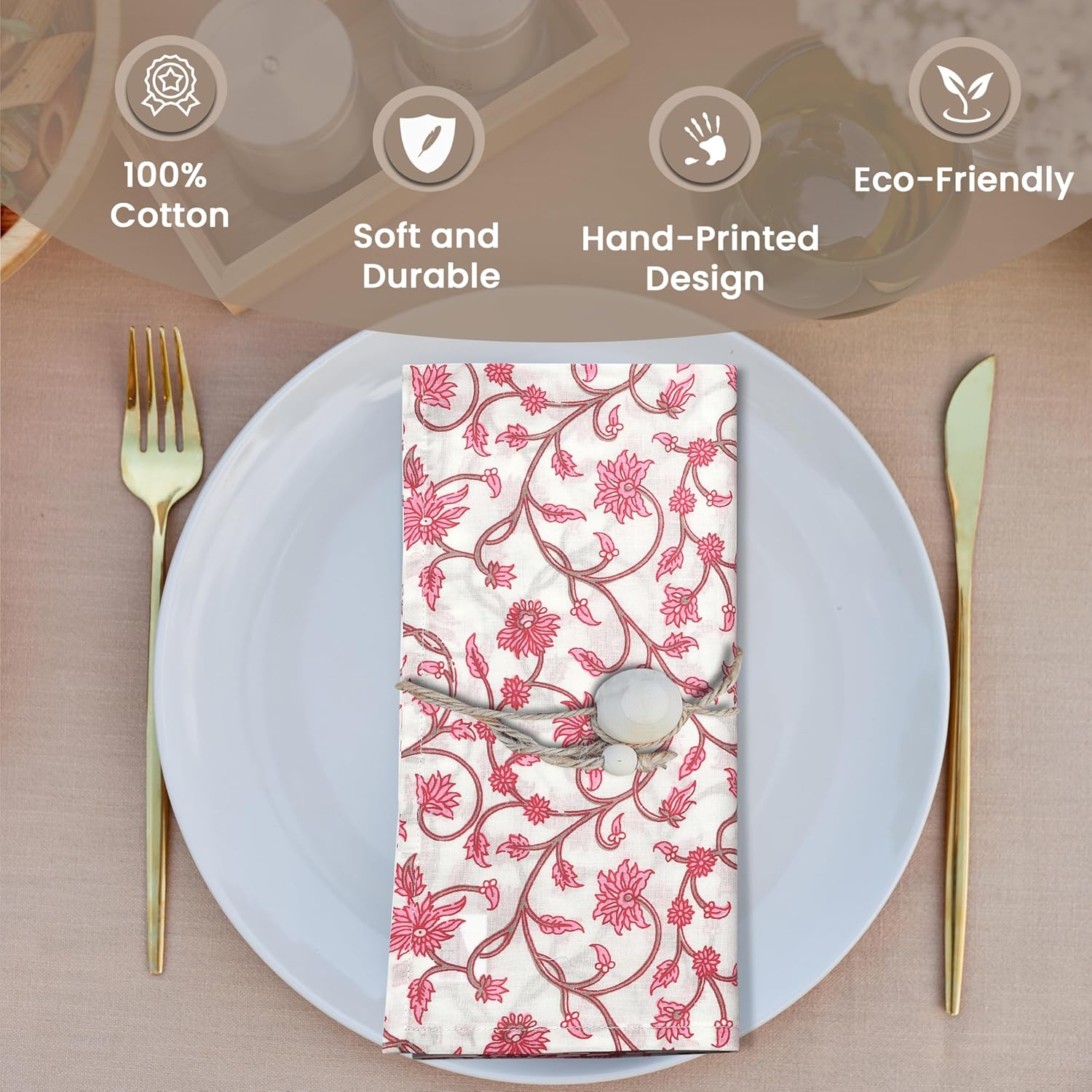 Cotton Cloth Napkins - Turkish Rose