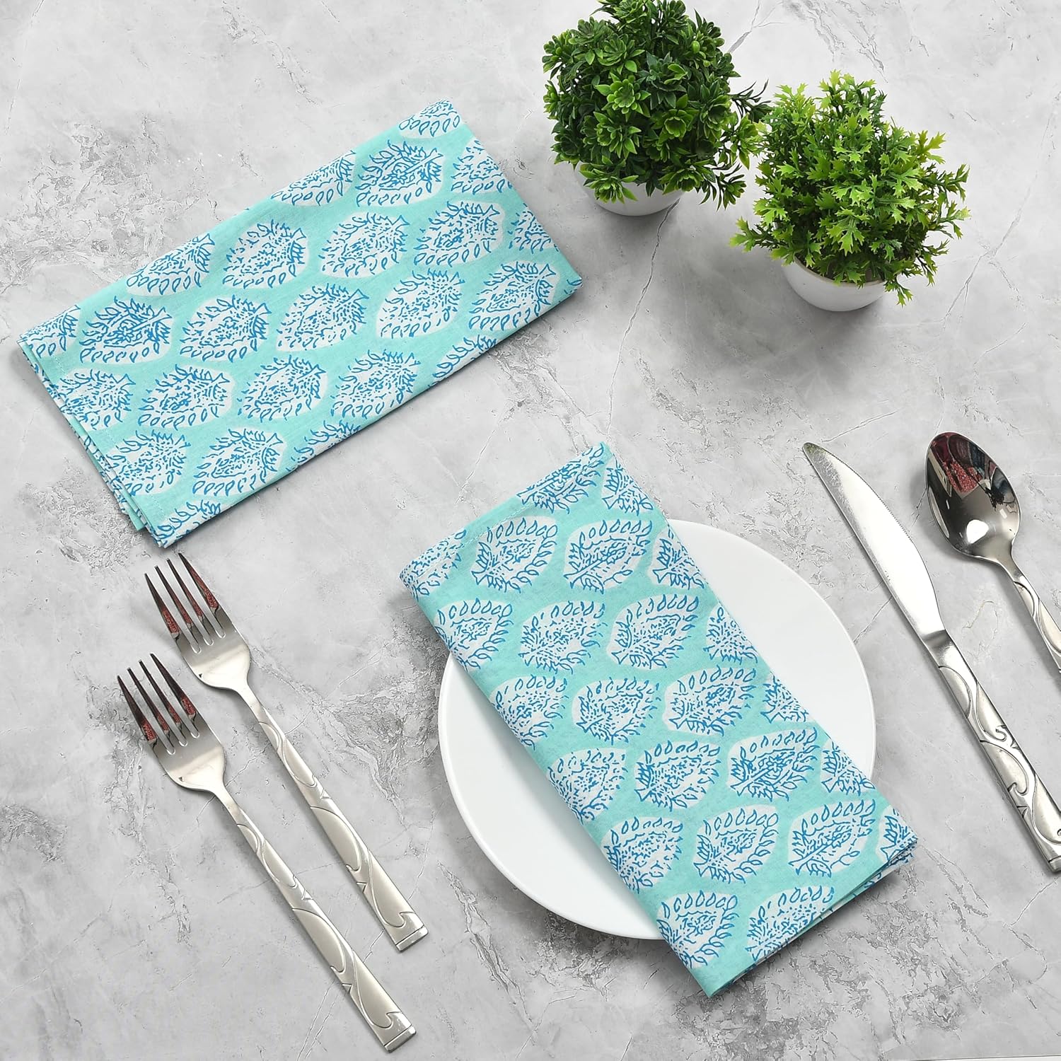 Cotton Cloth Napkins - Turquoise Blue