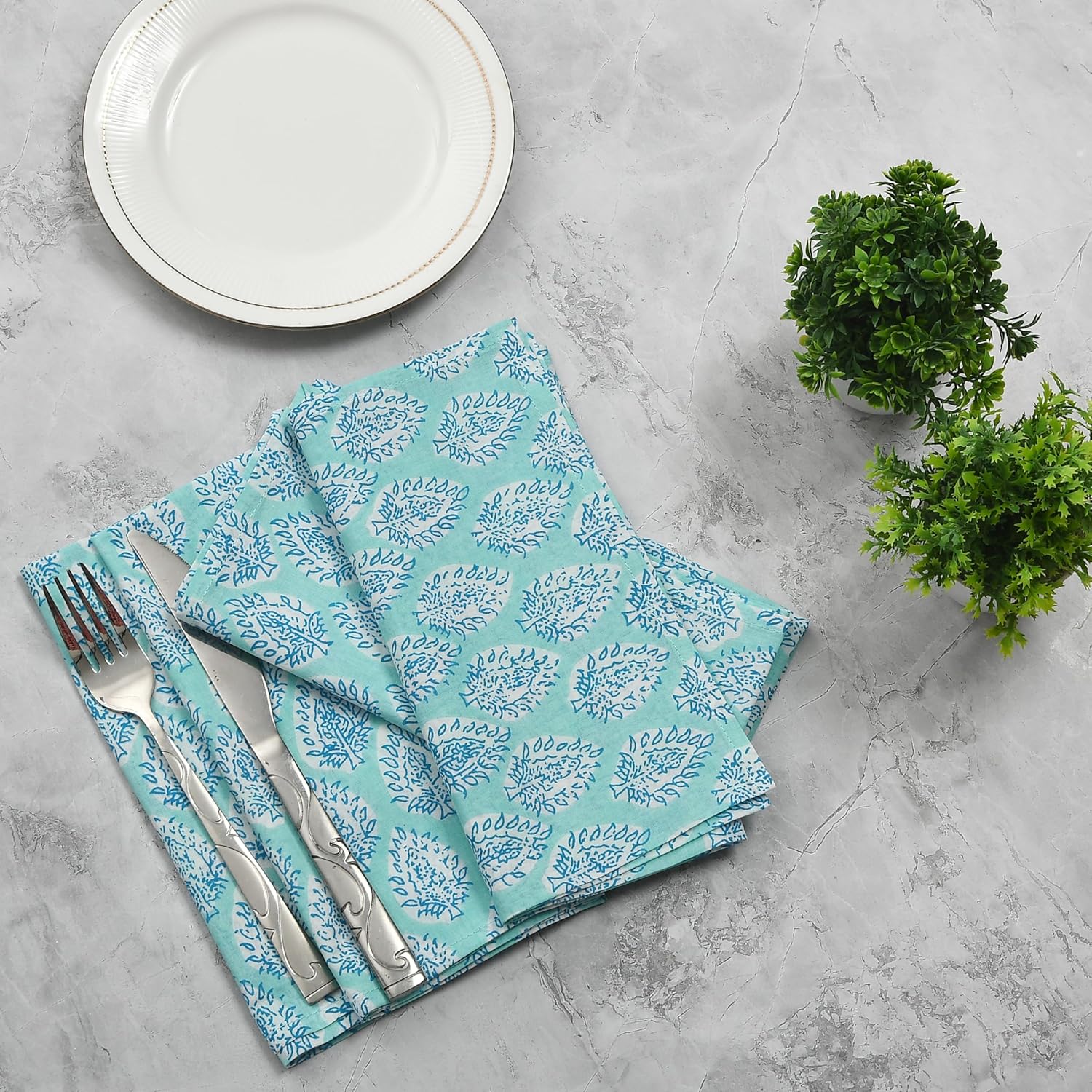 Cotton Cloth Napkins - Turquoise Blue