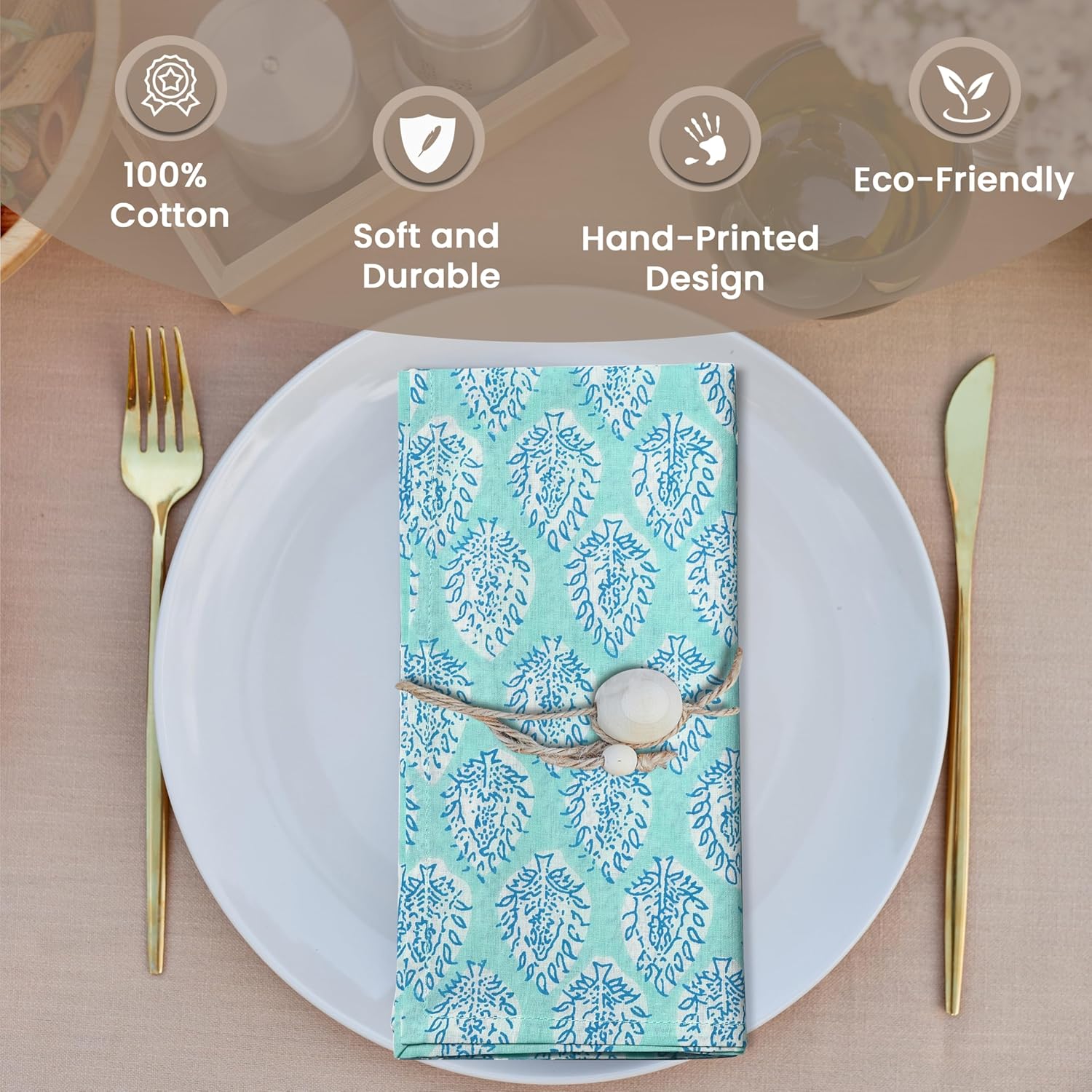 Cotton Cloth Napkins - Turquoise Blue