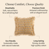 Yellow floral pillow with beige fringe trim displayed against a soft beige background showing fabric details