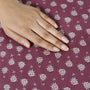 Close-up of hand-block printed cotton pillow cover with hidden zipper

