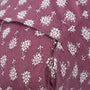 Close-up of hand-block printed cotton pillow cover with hidden zipper


