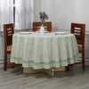 Emerald Green Round Block Print Tablecloth(4-10 Seater)