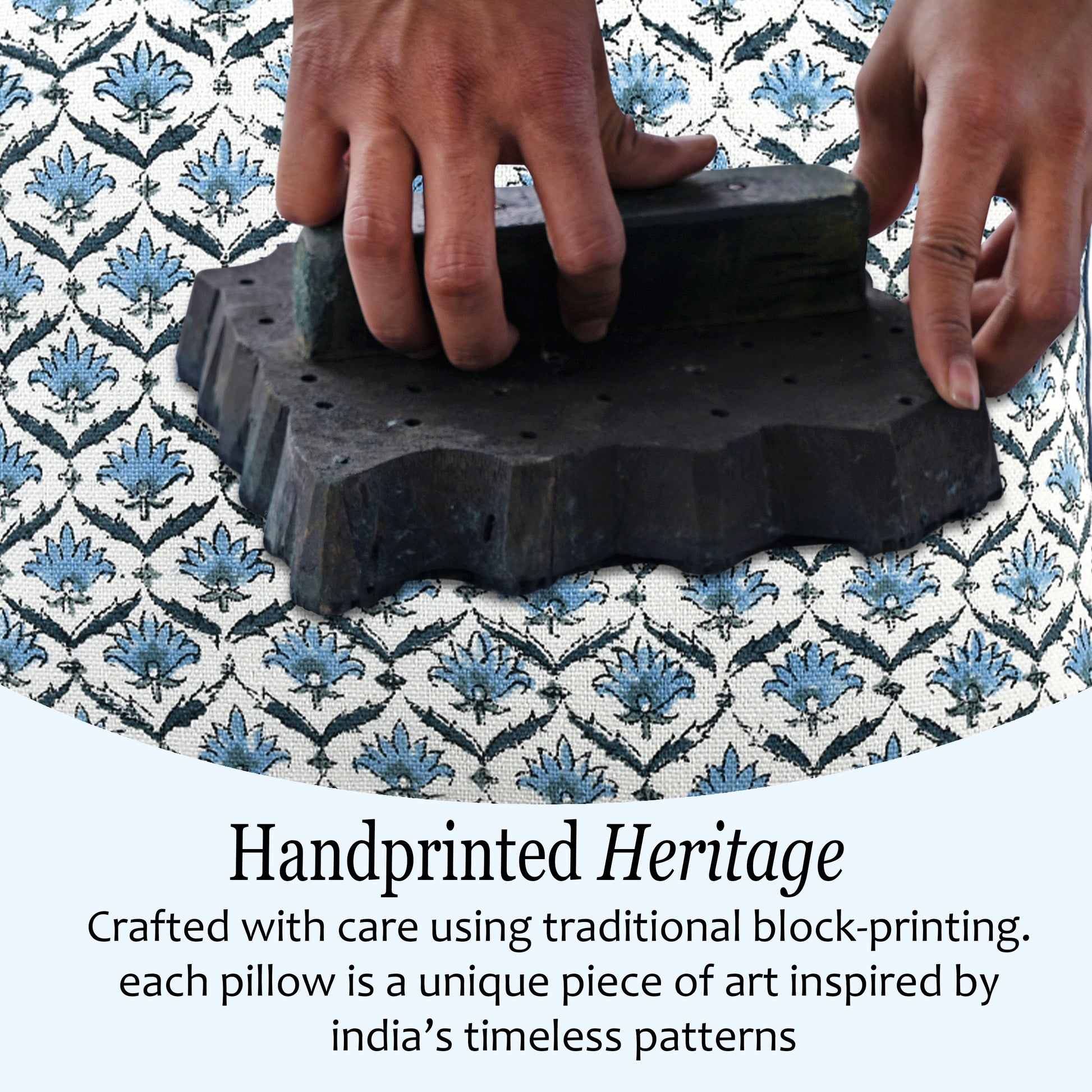 Boho Cotton Pillow Covers - Jeans Blue (Set of 2)