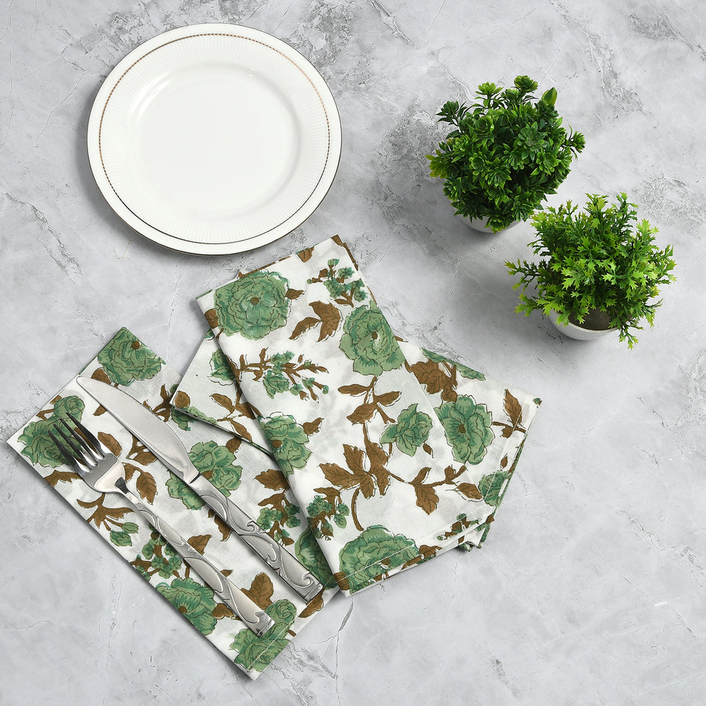 Cotton Cloth Napkins Set of 4 - Moss Green