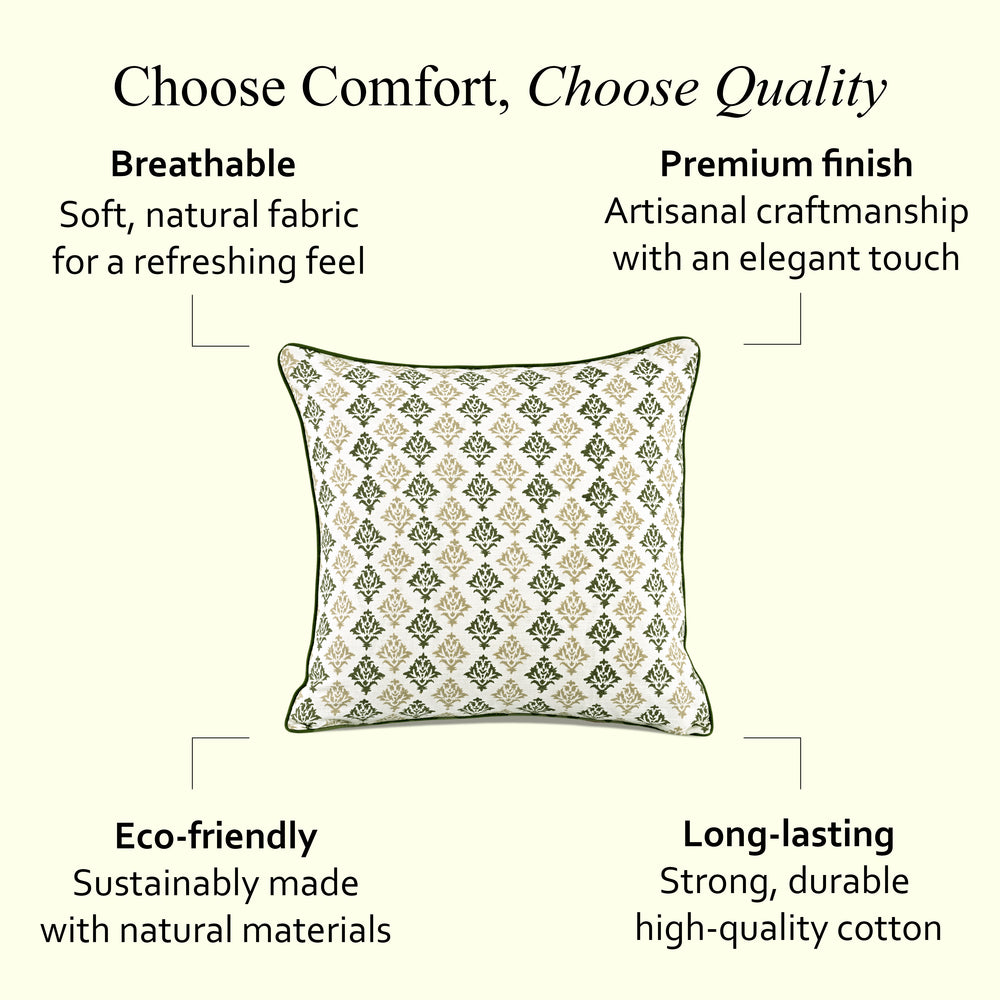 Boho Cotton Pillow Covers - Botanical Trellis Green