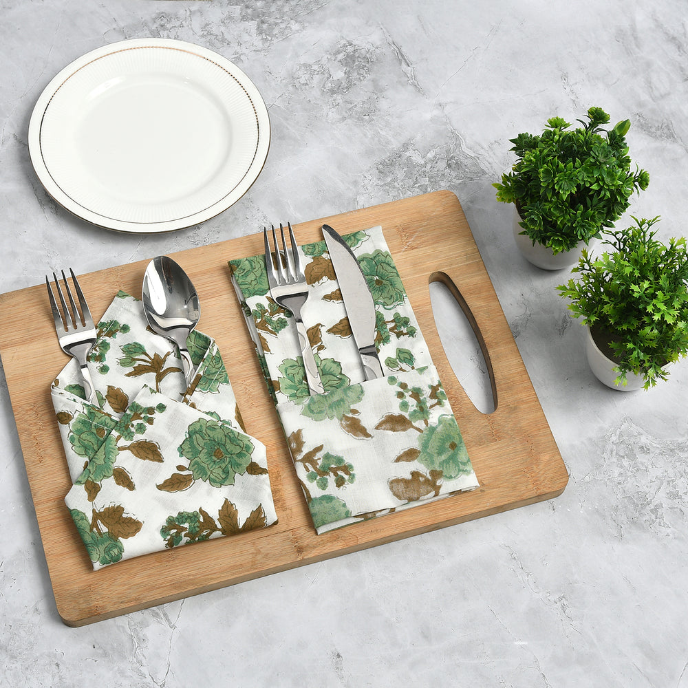 Cotton Cloth Napkins Set of 4 - Moss Green