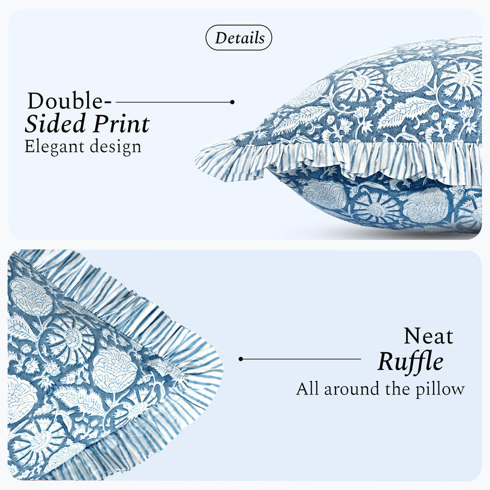 Ruffle Sham Cover - Blue Meadow