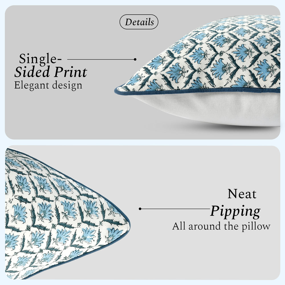 Boho Cotton Pillow Covers - Jeans Blue (Set of 2)