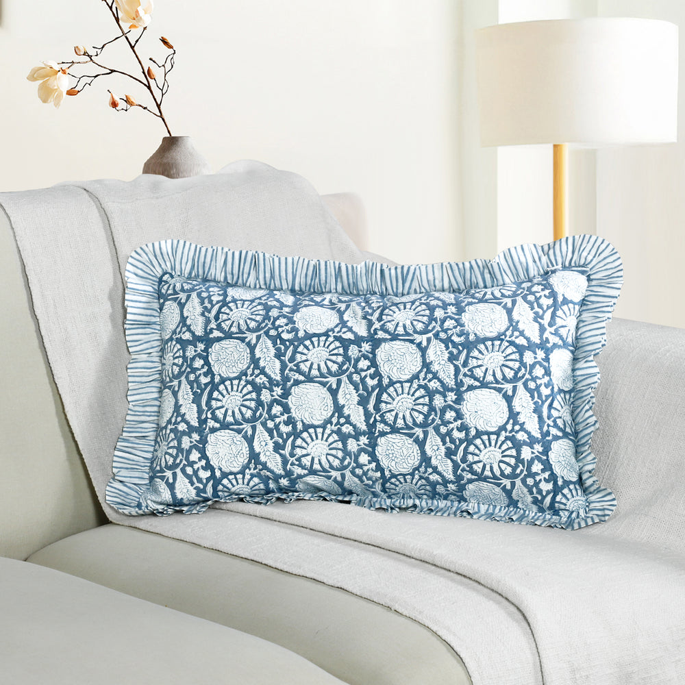 Ruffle Sham Cover - Blue Meadow