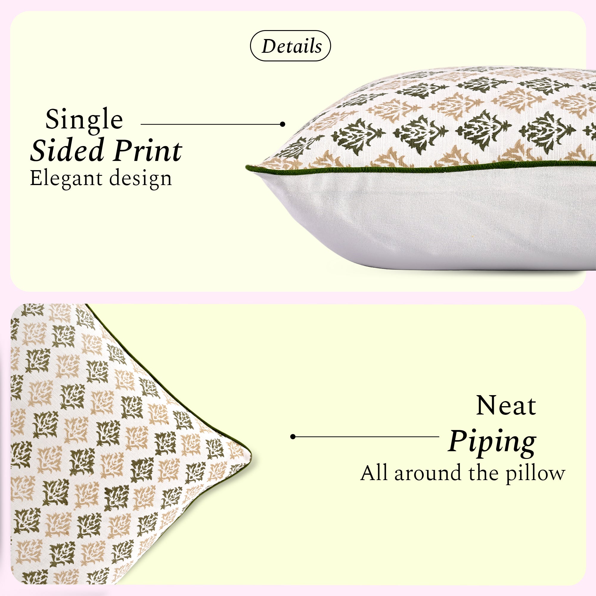 Boho Cotton Pillow Covers - Botanical Trellis Green