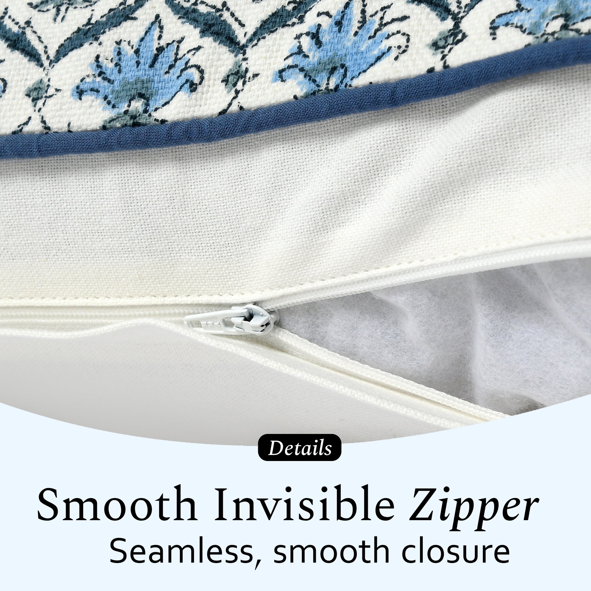 Boho Cotton Pillow Covers - Jeans Blue (Set of 2)