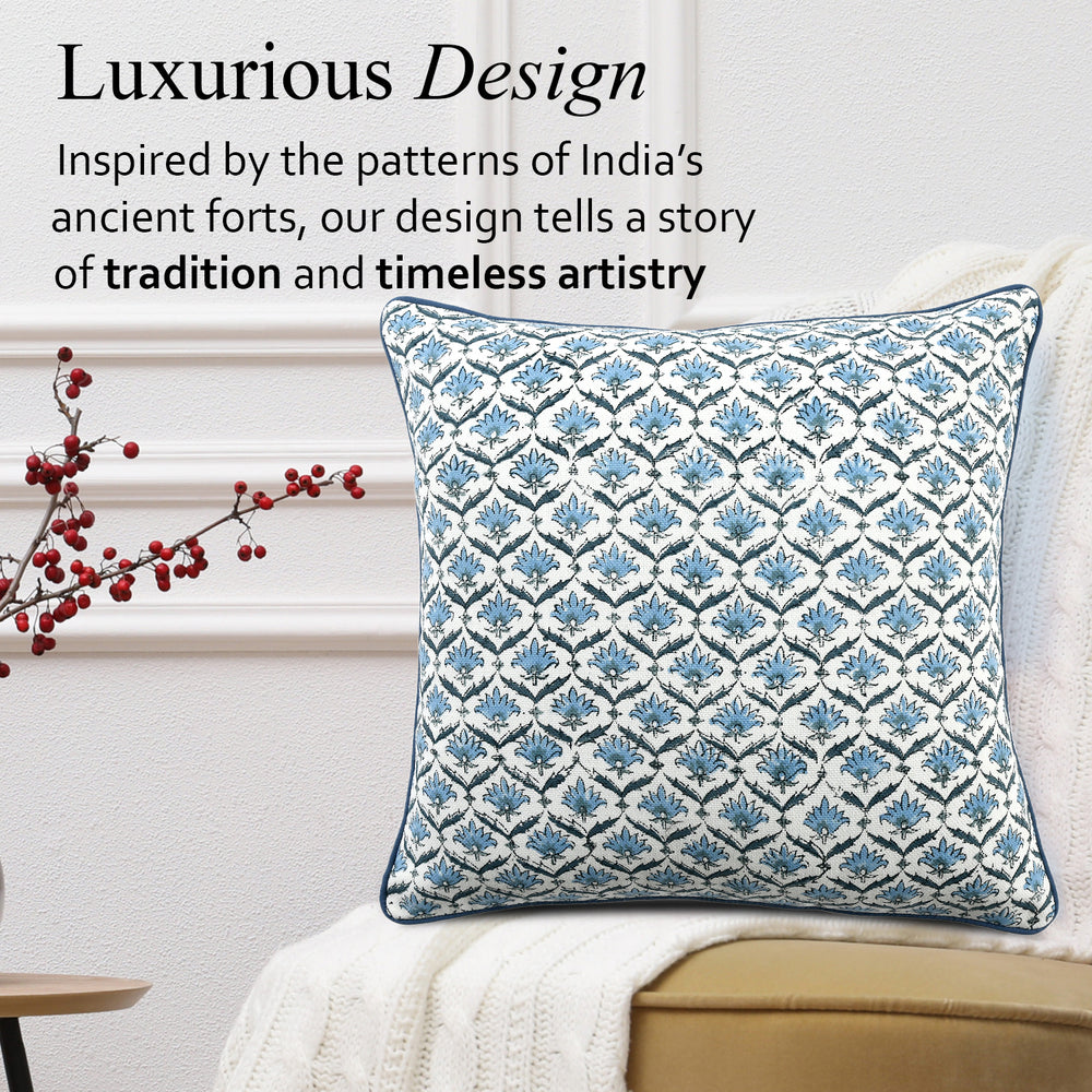 Boho Cotton Pillow Covers - Jeans Blue (Set of 2)