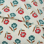 Close-up of hand-block printed cotton pillow cover with hidden zipper

