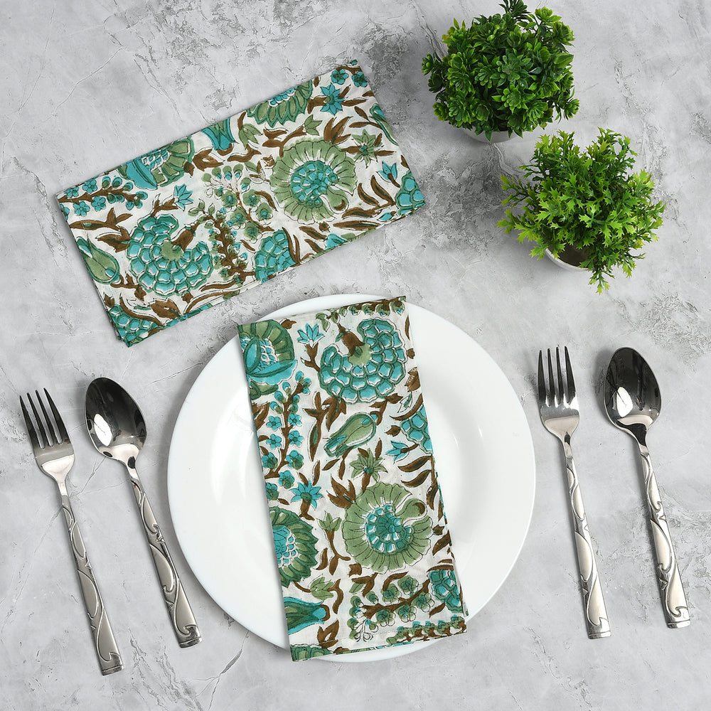 Cotton Cloth Napkins Set of 4- Aqua Green