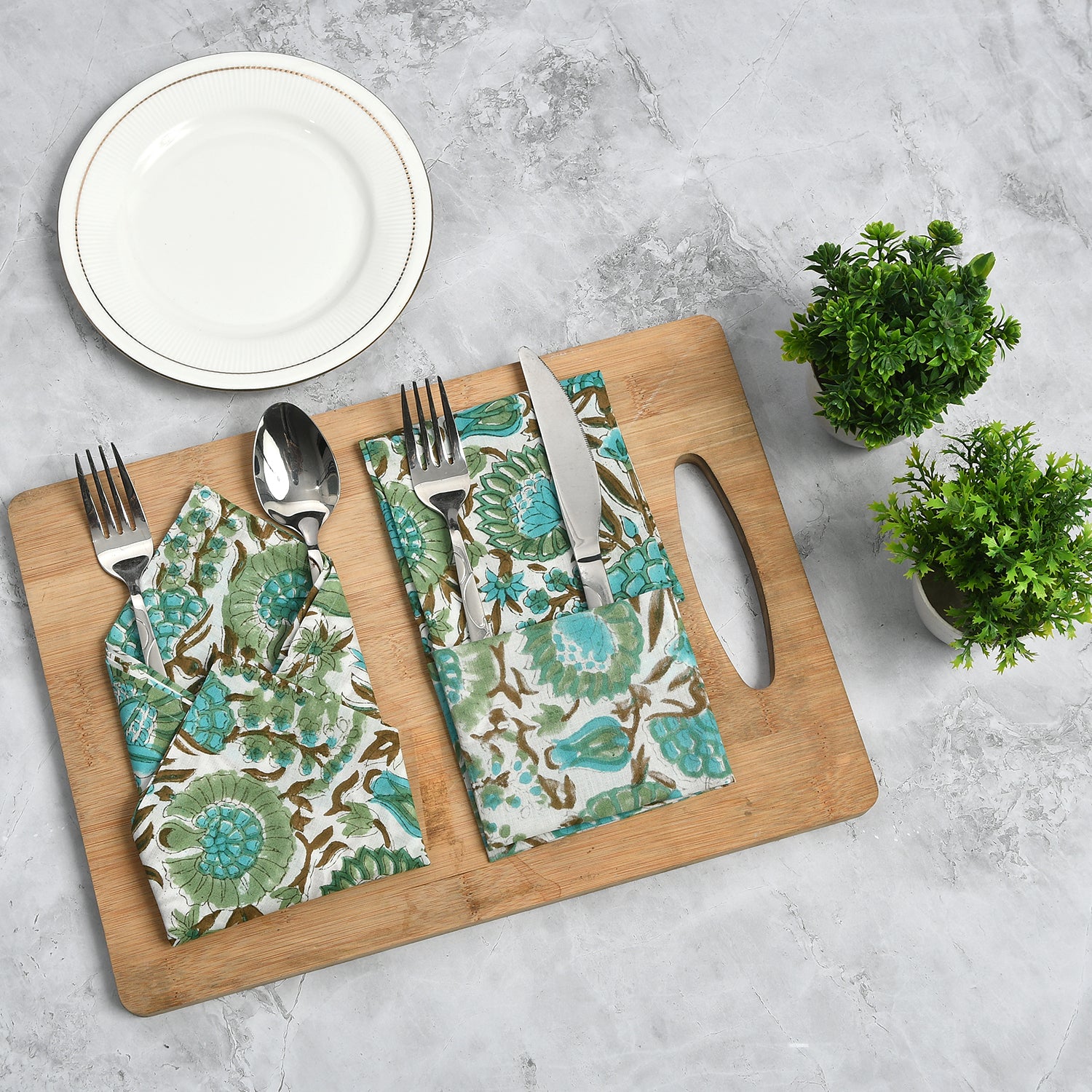 Cotton Cloth Napkins - Aqua Green