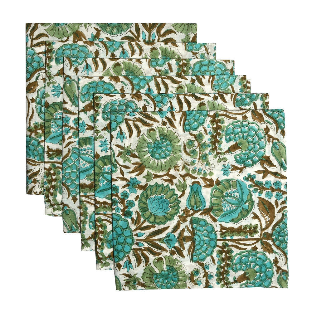 Cotton Cloth Napkins Set of 4- Aqua Green