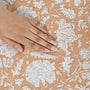 Close-up of hand-block printed cotton pillow cover with hidden zipper

