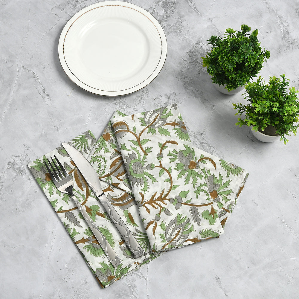 Cotton Cloth Napkins Set of 4 - Mint Leaf