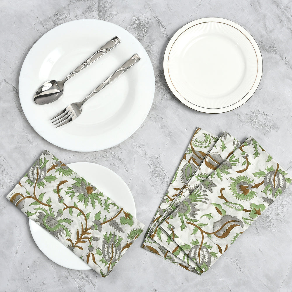 Cotton Cloth Napkins Set of 4 - Mint Leaf