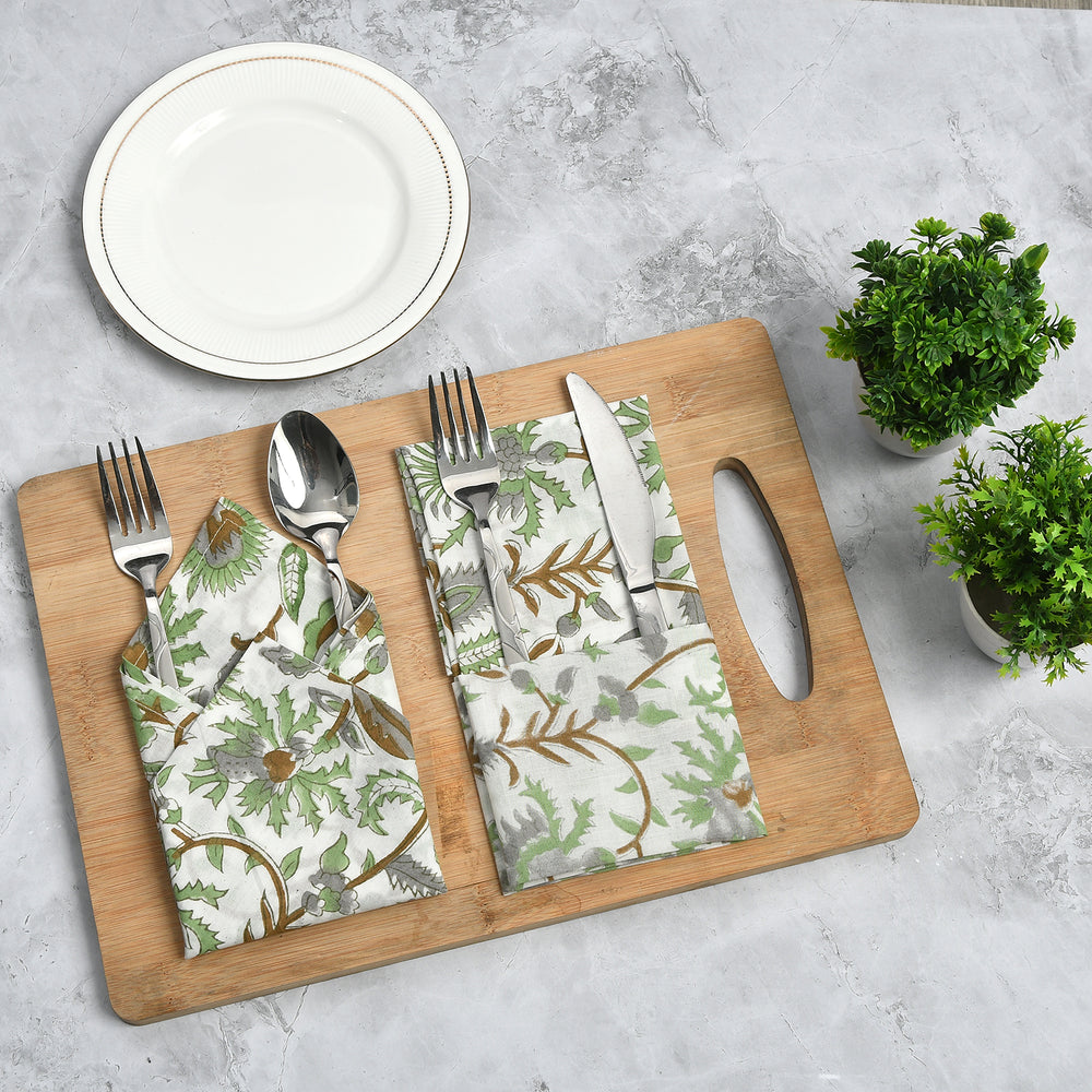 Cotton Cloth Napkins Set of 4 - Mint Leaf
