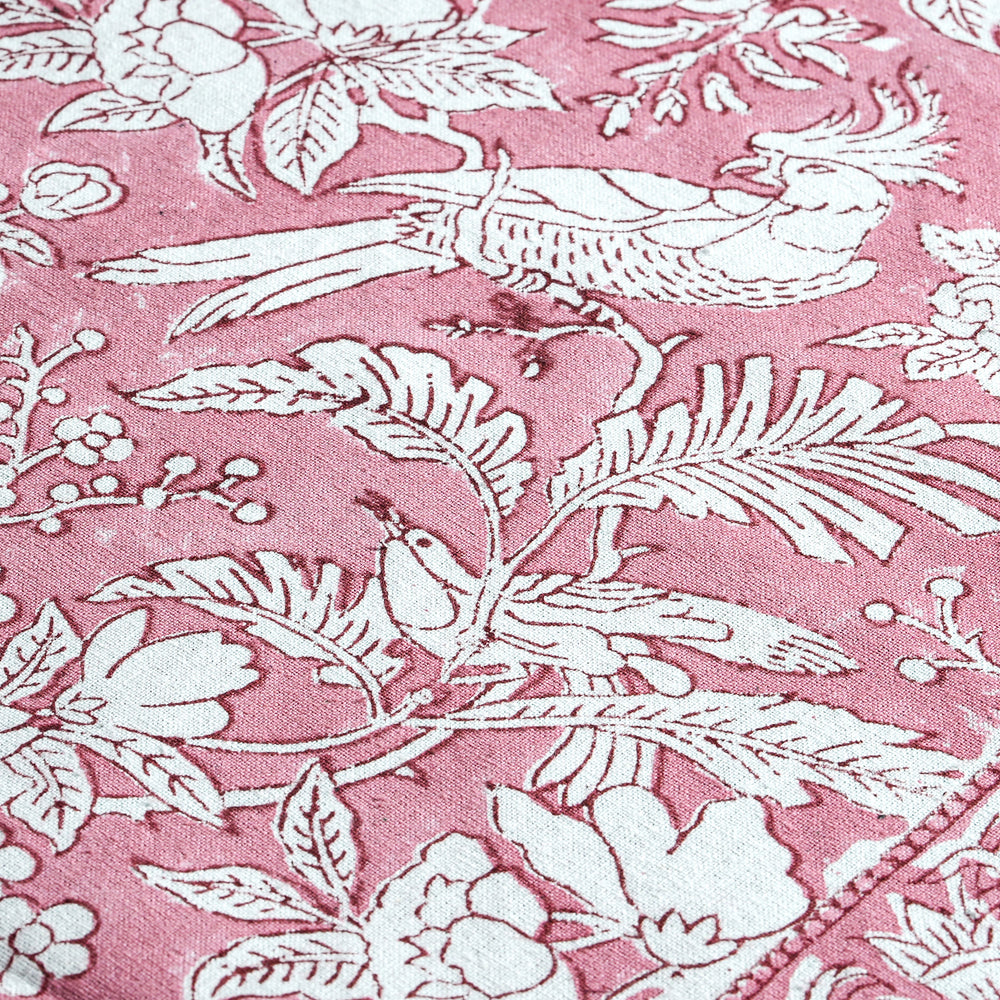 Cotton Block Print Table Runner - Coral Pink