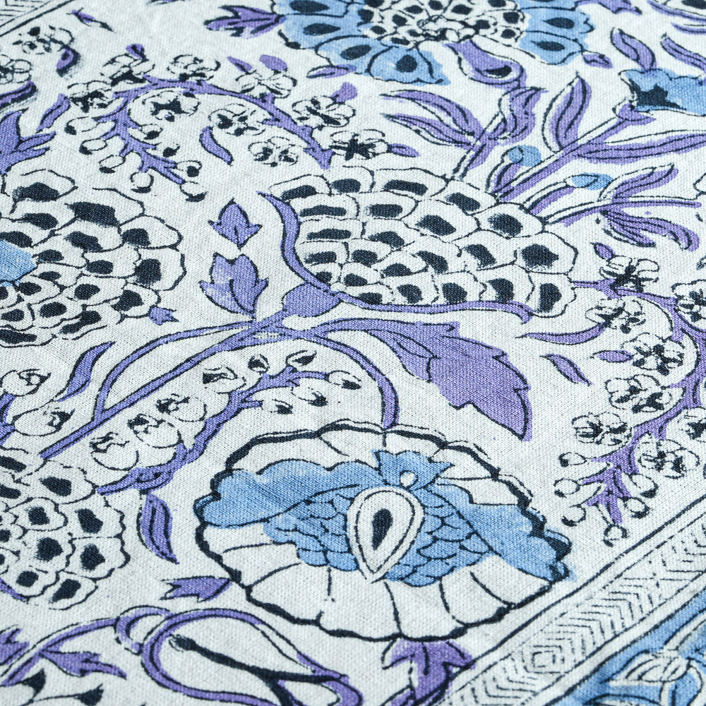 Cotton Block Print Table Runner - Indigo Blue