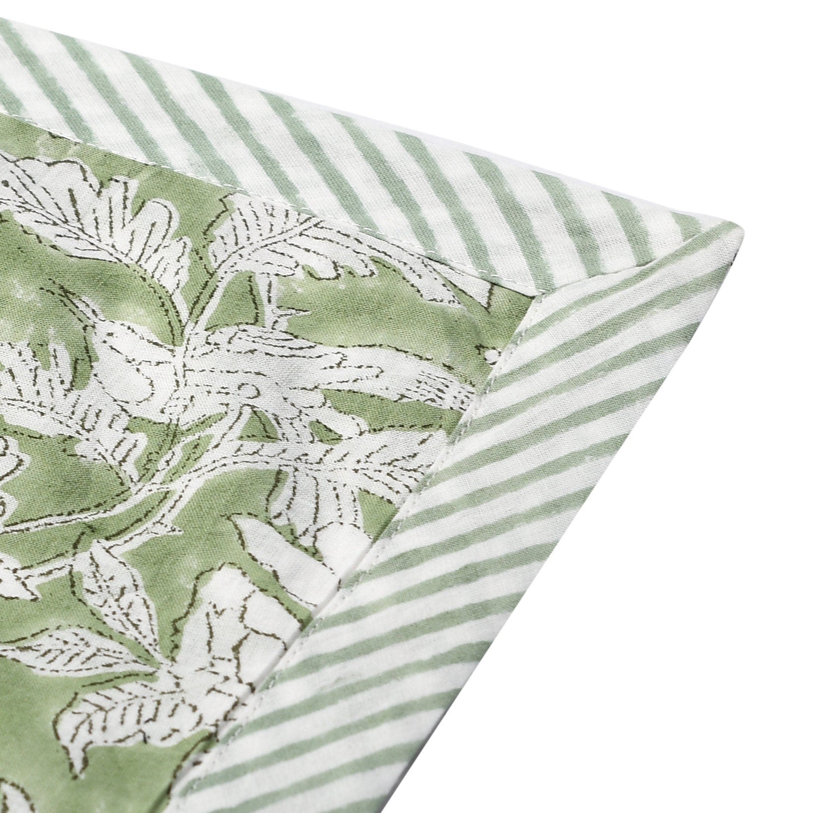 Table Mat,CPC Olive Green Placemat,Indian 100%Cotton Hand Block Printed Stripe Mat-Set of 4 for Party Wedding Gift Dinner Home Decor |14x20|