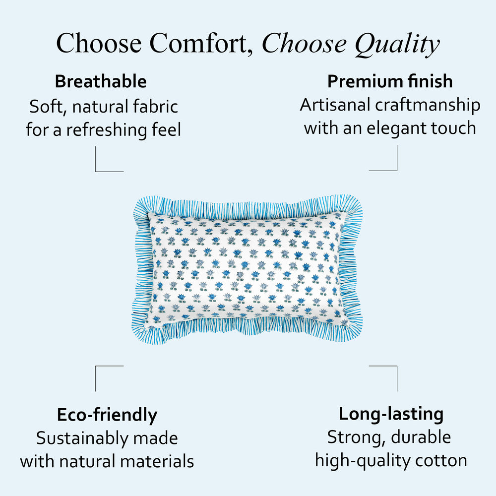 Cotton Ruffle Sham Cover - Arctic Blue