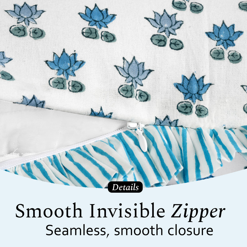 Cotton Ruffle Sham Cover - Arctic Blue