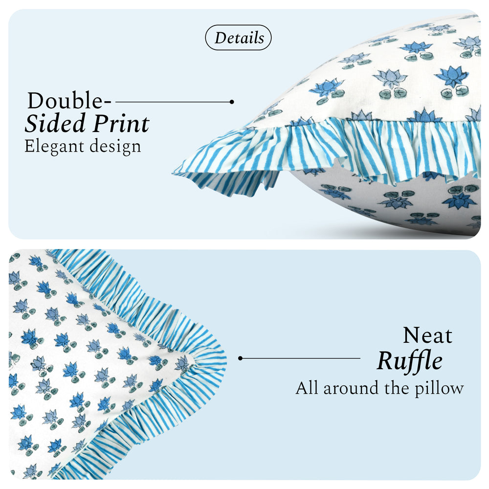 Cotton Ruffle Sham Cover - Arctic Blue