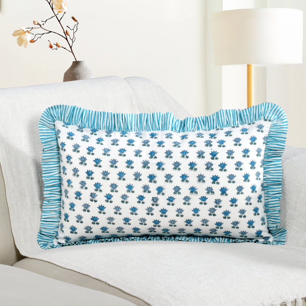 Cotton Ruffle Sham Cover - Arctic Blue