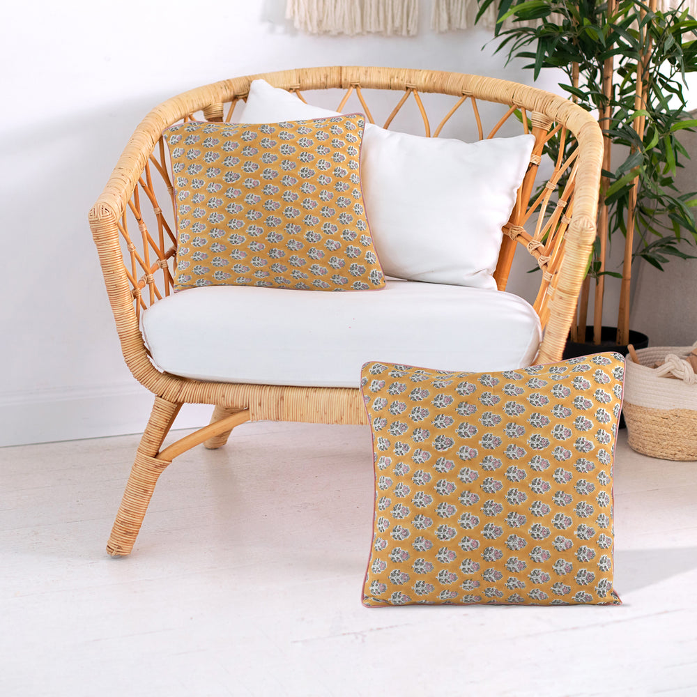 Piping Throw Pillow Covers - Yellow Citrine (Set of 2)