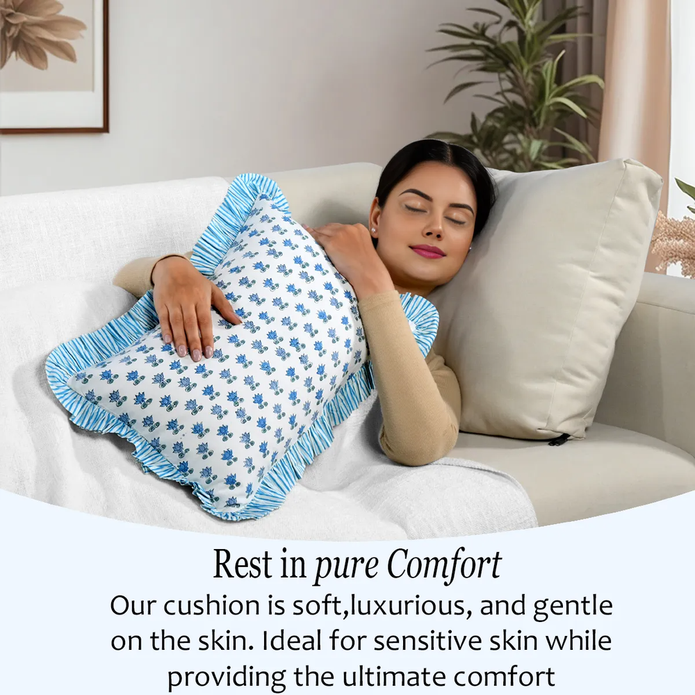 Cotton Ruffle Sham Cover - Arctic Blue