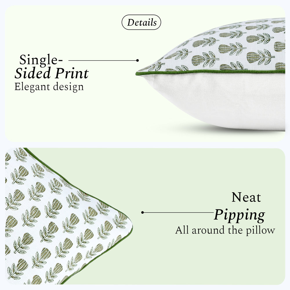 Boho Cotton Pillow Covers - Morning Bloom Green