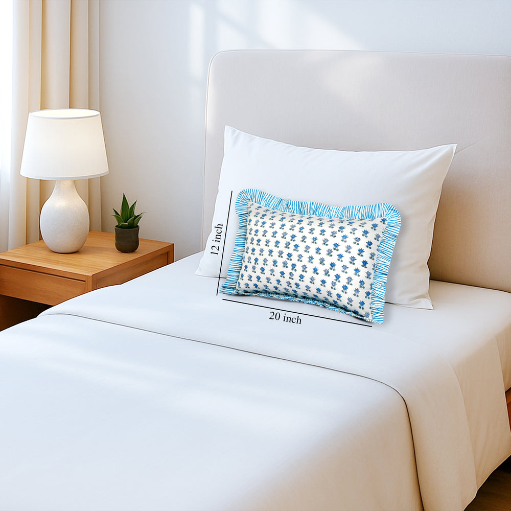 Cotton Ruffle Sham Cover - Arctic Blue