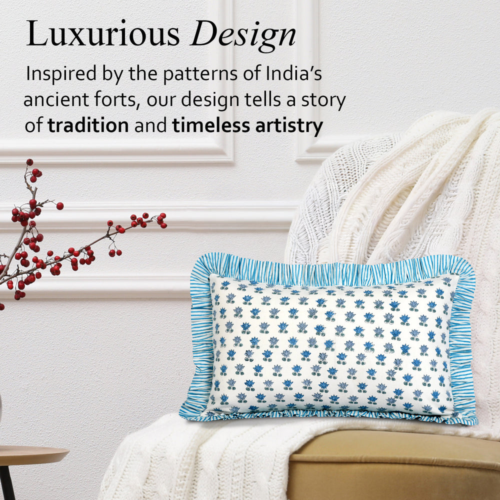 Cotton Ruffle Sham Cover - Arctic Blue
