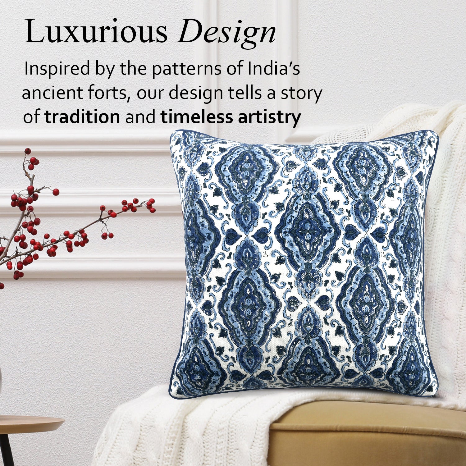 Boho Cotton Pillow Covers - Sea Blue (Set of 2)