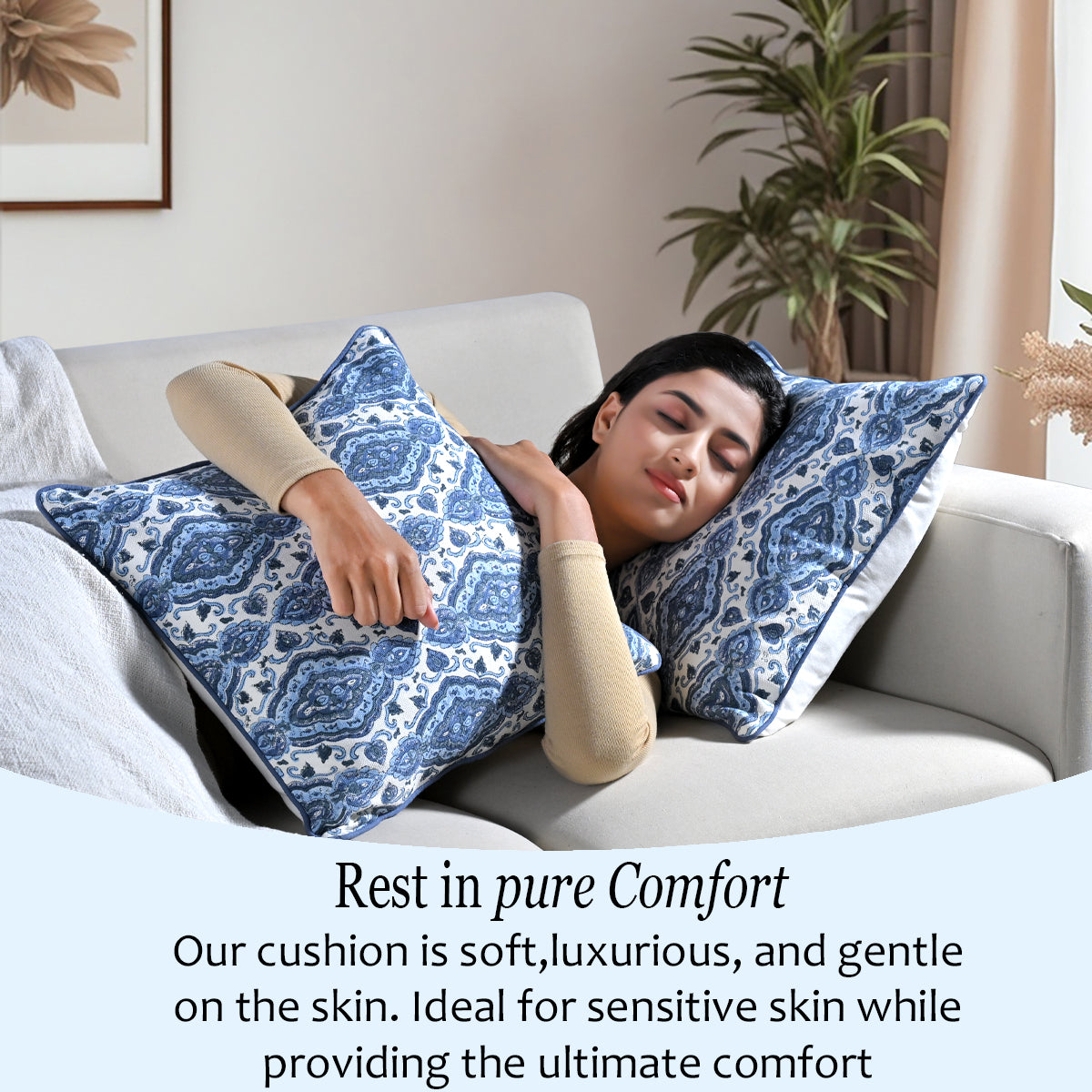 Boho Cotton Pillow Covers - Sea Blue (Set of 2)