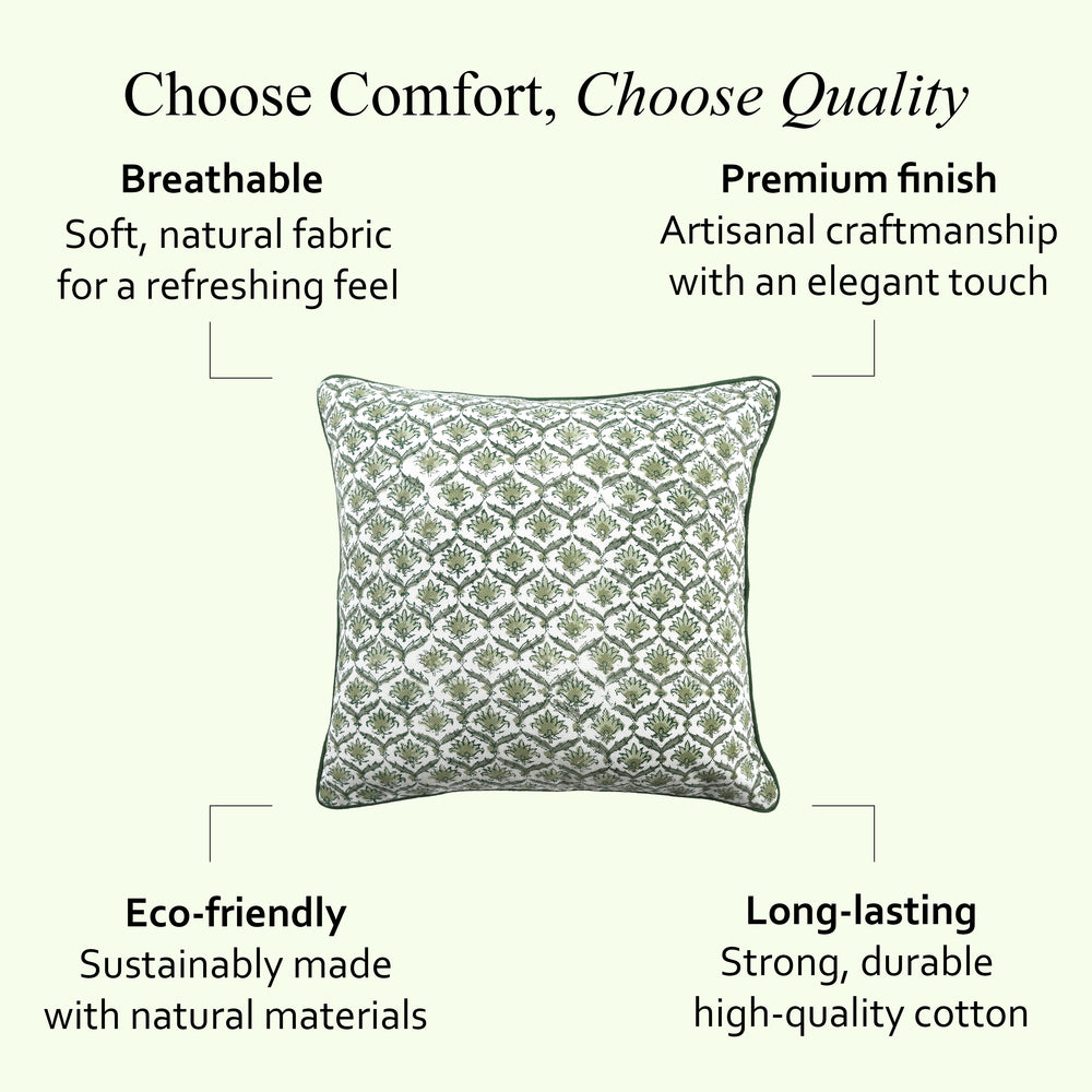 Boho Cotton Pillow Covers - Moss Green (Set of 2)